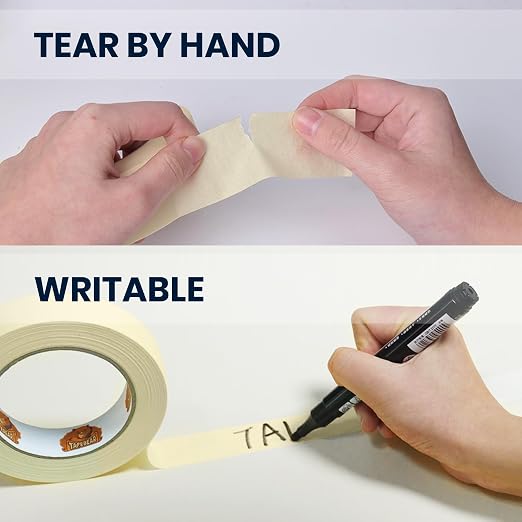 TAPEBEAR General Purpose Masking Tape Beige White 0.94" x 60Yards x 36Rolls | Painters Tape,Wall Painting,Labeling,DIY Arts Crafts,Home Office School Projects