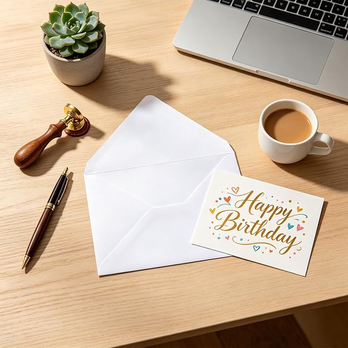 50 PCS White Colorful A4 Envelopes,4x6 Envelopes for Invitations | 4x6 Envelopes for Greeting Cards, Great for Invitations, Wedding Invitation, Birthday, Baby Shower, Graduation