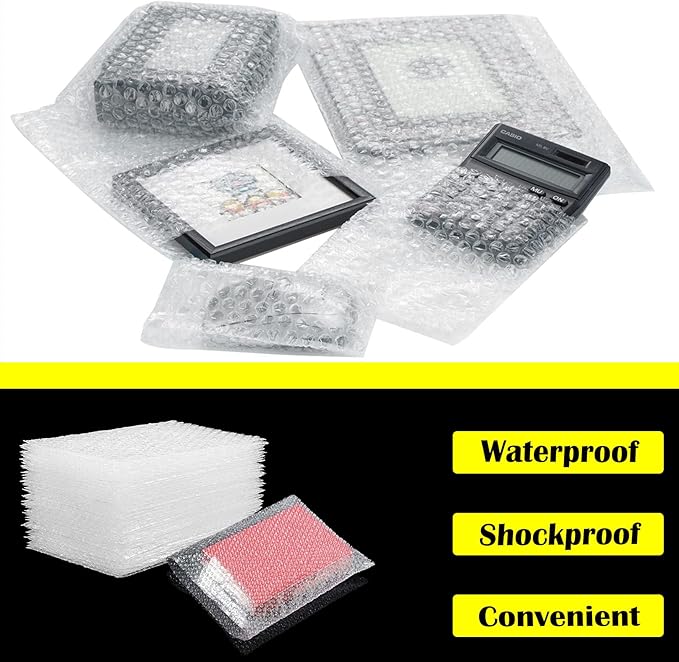 100PCS 4x6 Inch Bubble Pouch Wraps, Clear Bubble Out Bags for Packing, Double Walled Shockproof Foam Cushioning Bags for Moving and Shipping Fragile Item