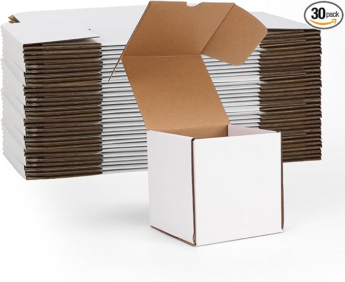 ZBEIVAN 5x5x5 White Small Shipping Boxes, 30 Packs Corrugated Cardboard Mailer Boxes for Packaging Small Business Mailing Gifts Wrap Boxes with Lids