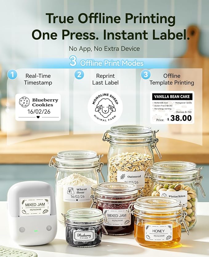 NIIMBOT B2 Label Maker Machine with Tape, 2 Inch Portable Label Printer | Bluetooth Thermal Label Printer with Multiple Templates for Small Business,Office,Home,School （Silver）