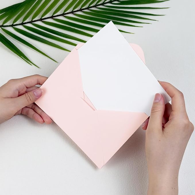 50 PCS Blush Pink Colorful A4 Envelopes,4x6 Envelopes for Invitations | 4x6 Envelopes for Greeting Cards, Great for Invitations, Wedding Invitation, Birthday, Baby Shower, Graduation