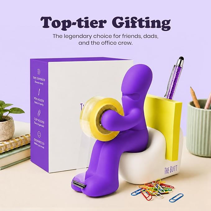 The Butt Tape Dispenser – Funny Gifts for Men – Weird Stuff, Desk Accessories for Men - Novelty, Fun Office Supplies Gag Gifts for Men - Teacher Gifts Boss Gifts for Men - Going Away Gift for Coworker