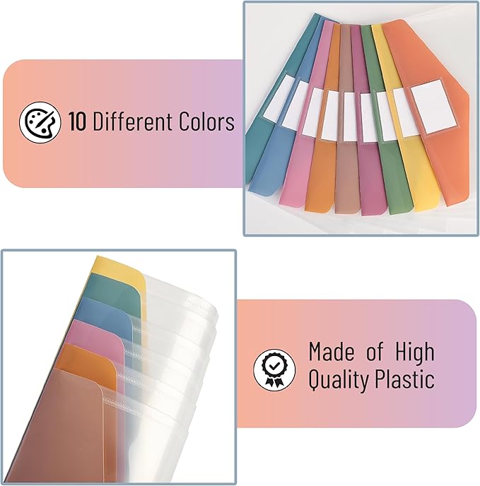 Mr. Pen- Clear Plastic Envelopes, 30 Pack, A4, Letter Size, Colorful, Clear Folders for Documents Plastic Envelopes for Documents