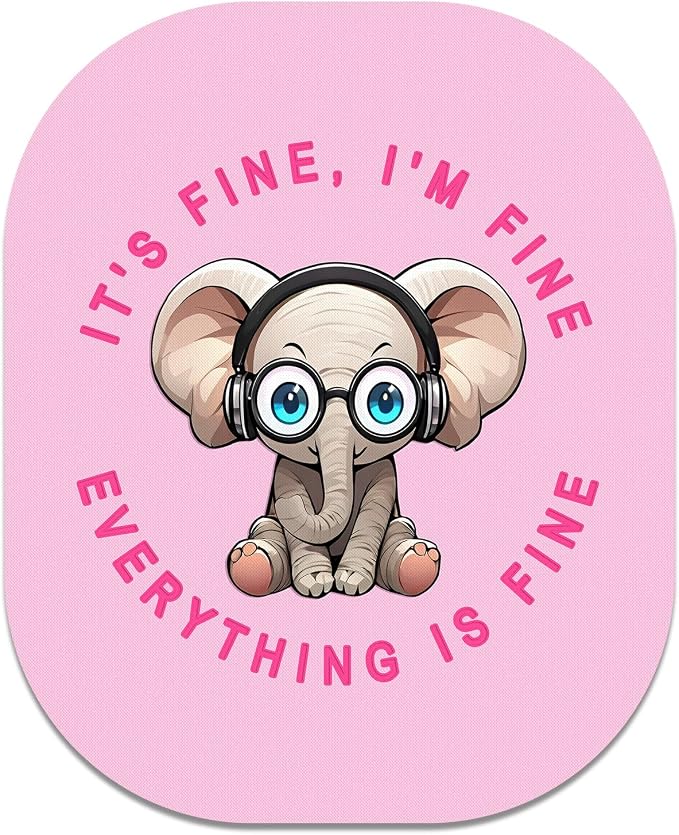 Small Mouse Pad, 6 x 7 Inch, Oval Mini Mouse Pad with Non-Slip Rubber Base for Laptop Wireless Mouse Keyboard Tray Mousepad, Cartoon Elephants