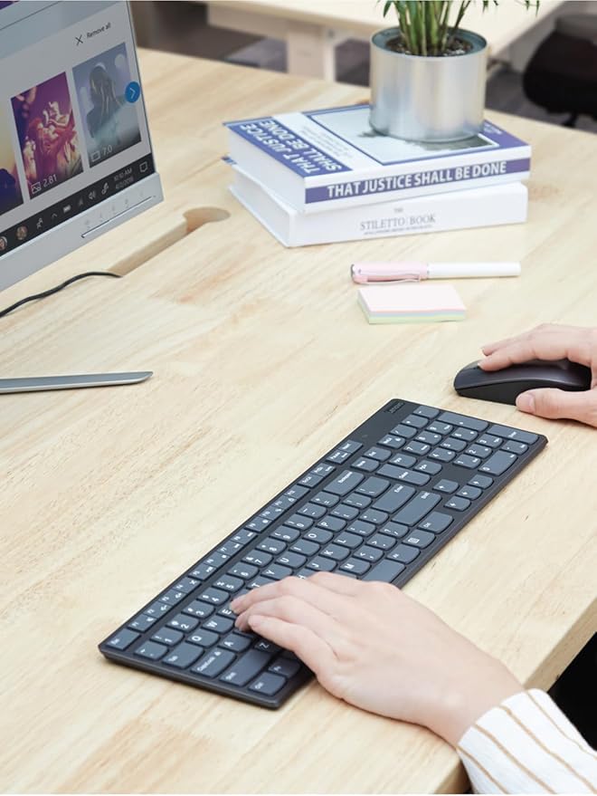 Lenovo 300 Wireless Combo Keyboard and Mouse, 2.4 GHz Nano USB-A Receiver, Batteries Included