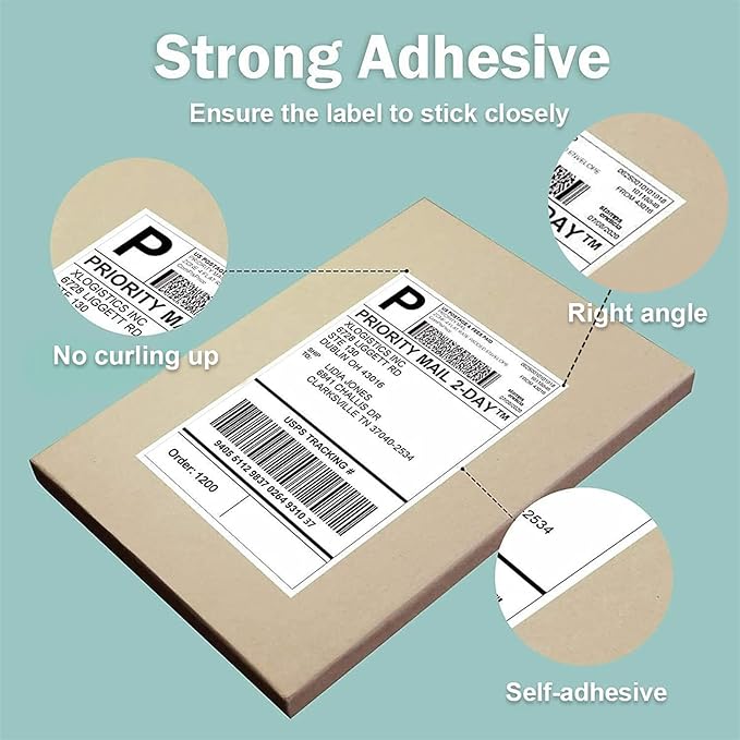 Shipping Labels(1000 Labels), LabelMore Half Sheet Shipping Label for Laser & Inkjet Printers,8.5" x 5.5" Self Adhesive Address Labels-White