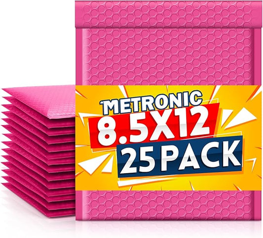 Metronic 8.5 x 12 Inch Bubble Mailers 25 Pack Pink Padded Envelopes Self-Seal Bubble Mailer Waterproof Cushioning Padded Mailers for Shipping, Mailing, Packaging, Small Business Supplies, Bulk #2