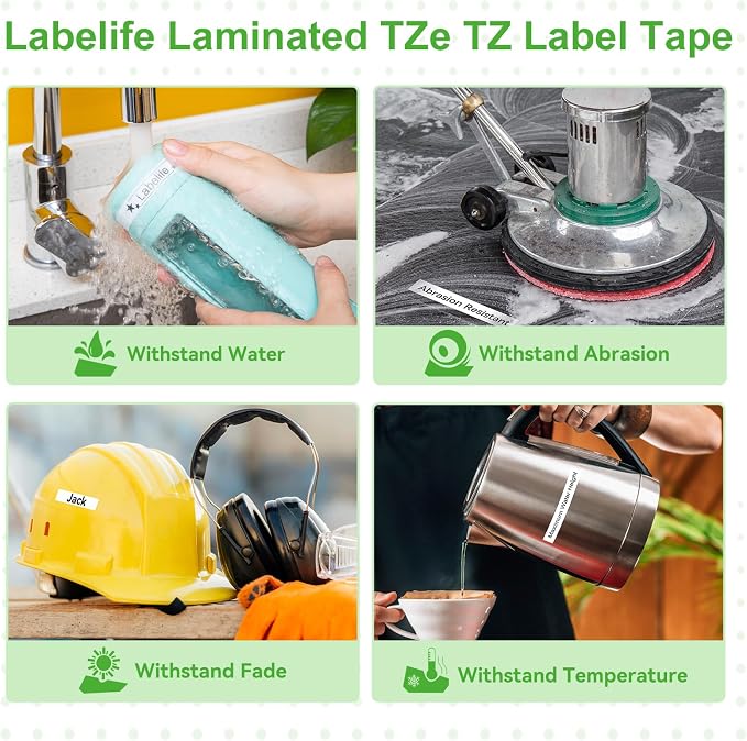 Replacement for Brother P Touch Label Maker Tape 9mm 0.35'' TZe-221 TZe221 | TZe TZ Label Tape Laminated White Compatible with Brother PT-D210 PT-D220 PT-H110 PT-D400 Label Makers, 3/8 Inch, 3-Pack
