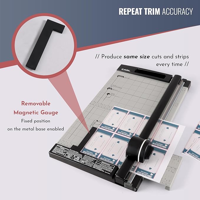 Carl, Professional Rotary Paper Trimmer 15-inch, 15 Sheet Cutting Capacity, Black and Silver