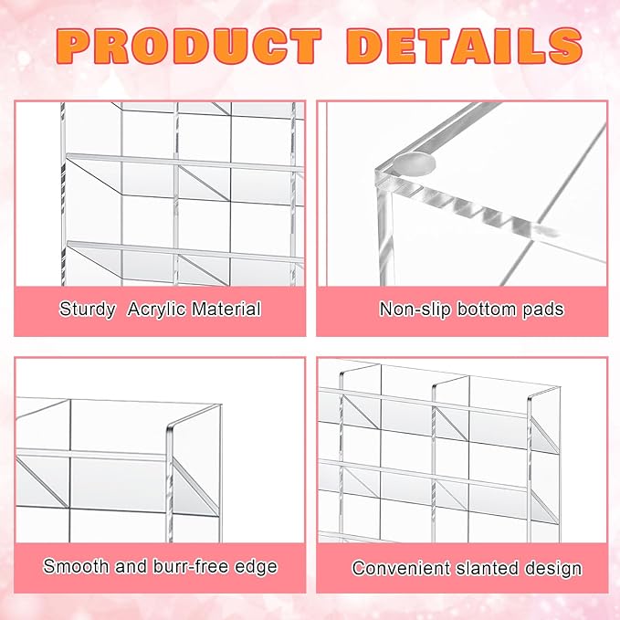 MotiMind Acrylic Pen Organizer Storage for 350 Markers Vertical Marker Organizer Acrylic Pen Display Holder for Office Desk Desktop Stationery Pencil Storage, Clear, 18 x 4 x 12.4 Inch