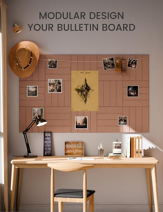 Fluxynara Felt Bulletin Board & Cork Board Alternative, Terracotta | 36" x 24" Pin board, Removable Adhesive Tabs, Easy Install Without Wall Damage, For Home Office Decor