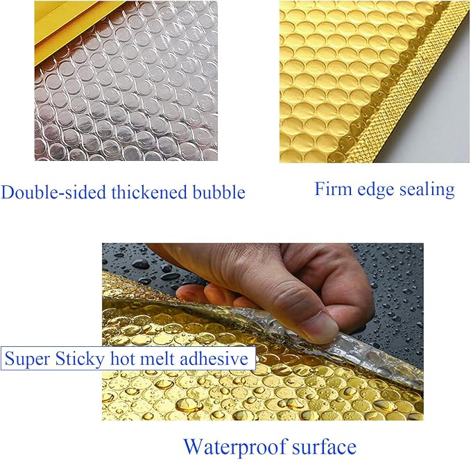 HOSL Metallic Padded Bubble Mailers shipping envelopes (Gold, 20Pack 6.25"(W) x 9"(L) (Inner))