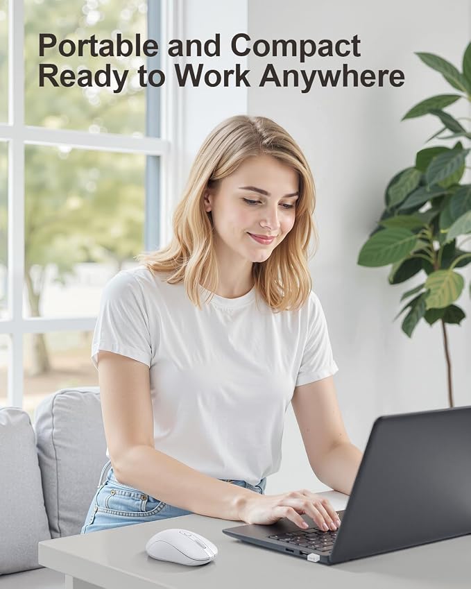 wegear USB Wireless Mouse for Laptop PC Mac, 2.4GHz Cordless Mouse-White | Ergonomic Portable Optical Computer Mice with 6 Buttons, 5-Level Adjustable 4000 DPI,24-Month Battery Life