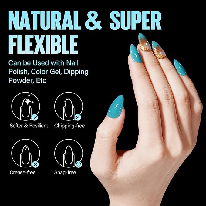 TOMICCA Medium Almond Nail Tips, 240Pcs Soft Acrylic Nails Tips Pre-Shaped Gel Tips, Medium Almond Press on Nails Clear Full Cover Fake Nails for Nail Extension Nail Salon 12 Sizes