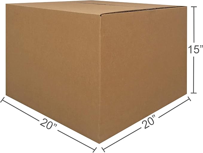 Large Moving Boxes 20" x 20" x 15" Pack of 12, Corrugated Cardboad Boxes For Packing, Shipping, Packing & Moving | Sturdy Corrugated Cardboard Construction for Moving, Shipping, and Storage