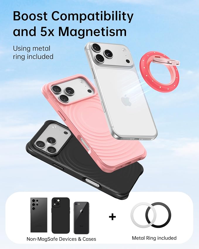 SYNCWIRE Magnetic Phone Ring Holder, for MagSafe Phone Grip Stand Kickstand | 360° Rotation, Double-Sided Magnet, Cell Phone Grip Finger Holder, for iPhone 17 16 15 14 13 12 Pro Max, MagSafe Accessories
