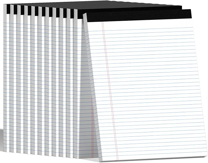AILZFEI 600 Counts 8.5 x 11 Inch Note Pads, College Ruled Legal Pads, 50 Sheets Each | White Notepad for School, Office & Home | Premium Paper, Long-Lasting Value, Pads of Paper