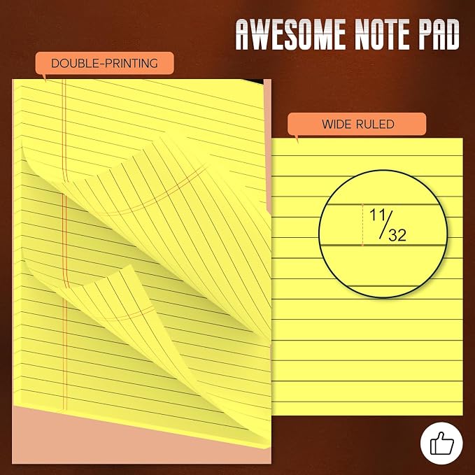Yellow Legal Pads 8.5 x 11 Note Pads, 3 Pack Yellow Legal Notepads 8.5 x 11 | Wide Ruled Writing Paper Pads, Perforated Legal Note Pad 30 Sheets Per Lined Paper Yellow Notepad for Taking Notes, Reminders