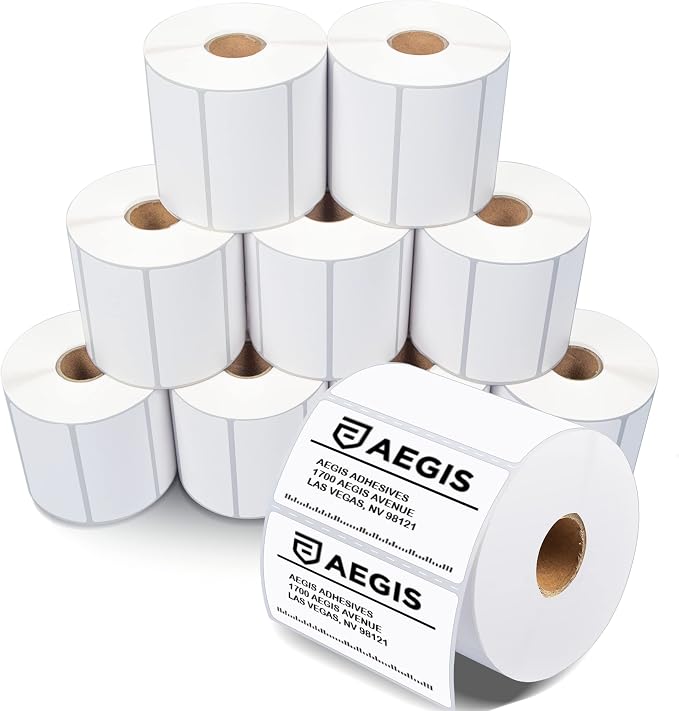 3" X 1.5" Direct Thermal Labels (9000 Count, 10 Rolls) | SKU Barcode Labels, Address Stickers, and Shelf Identification - Compatible With Zebra and Rollo Printers - Aegis Adhesives
