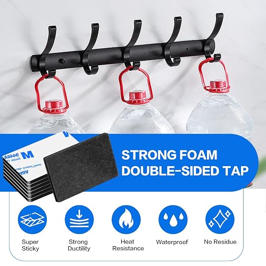 Double Sided Adhesive Tape Pads Heavy Duty, Mounting Tape,48Pcs 3mm Thickness Pre-Cut Foam Tape,Super-Sticky Black Strong Pads Rectangle Shape Waterproof for Walls Picture, Car, Home, Office