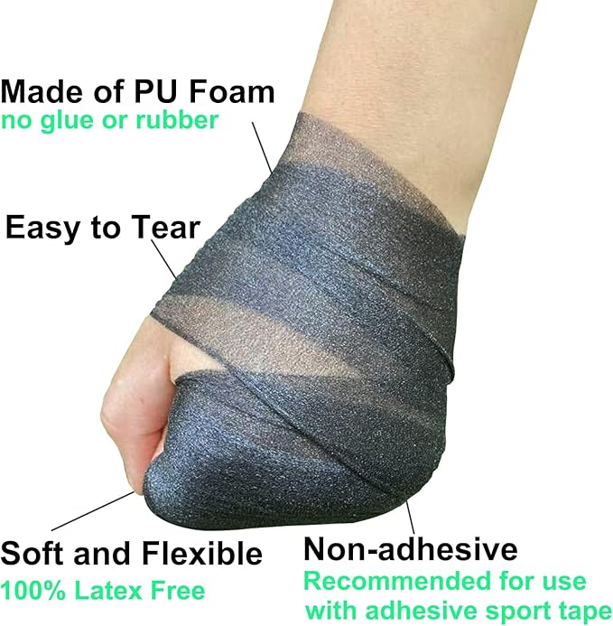 Pre Wrap Tape Athletic,3 Rolls X 22 Yards Black Prewrap,Headbands for Hair,Foam Underwrap Sports Wrap