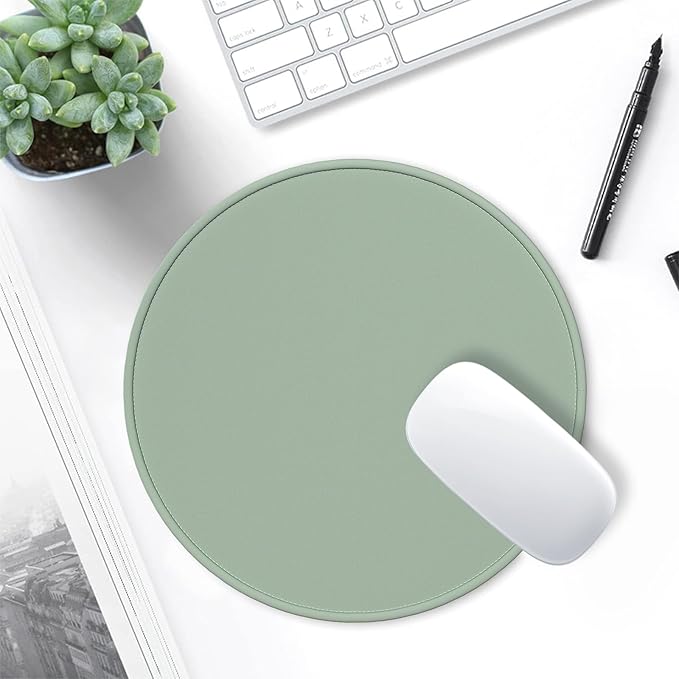 Hsurbtra Mouse Pad, Premium-Textured Small Round Mousepad 8.7 x 8.7 Inch Bean Green, Stitched Edge Anti-Slip Waterproof Rubber Pretty Cute Computer Mat for Office Home Gaming Laptop Men Women Kids