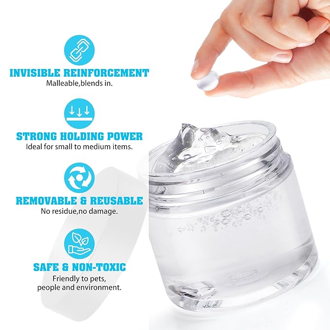 Exhibit Gel for Museum - 6oz Clear Removable Gel, with Museum Putty Clear Removable/Museum Wax, Suitable for Dry and Smooth Surfaces of Collectibles/Metal/Glass, Reusable, Stop Falling Vibration