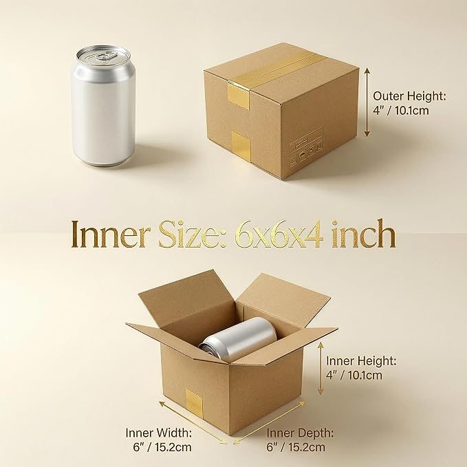 6x6x4 Shipping Box set of 40, Kraft Business Corrugated Box Mailers for Packaging