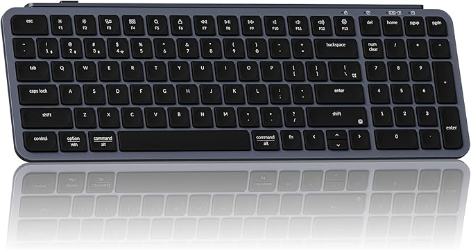 Keychron Ultra-Slim B2 Pro Bluetooth Keyboard 2.4 GHz Wireless Lightweight 96% Launcher Support with Numeric Keypad Compatible for Mac Windows Linux - Space Gray