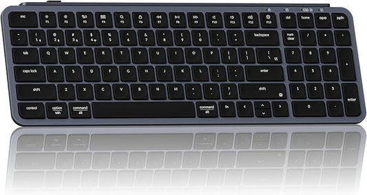 Keychron Ultra-Slim B2 Pro Bluetooth Keyboard 2.4 GHz Wireless Lightweight 96% Launcher Support with Numeric Keypad Compatible for Mac Windows Linux - Space Gray