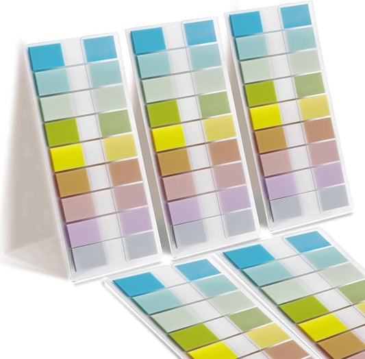 Golcellia Sticky Notes Tabs 900 Pieces Transparent Sticky Tabs, Writable Repositionable Book Tabs, Annotation Tabs Page Markers for Reading Notes, Notebooks, Journals and Files, Muted Pastel Colors