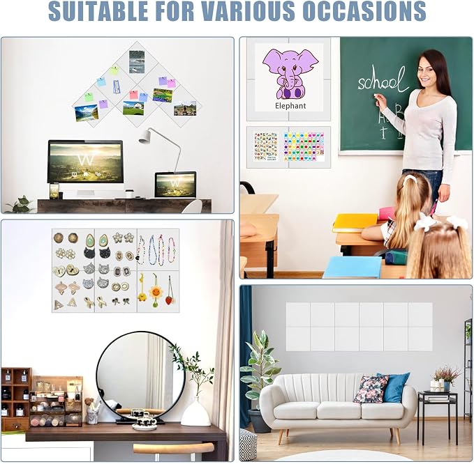 36" x 24" Felt Bulletin Board & Cork Board Alternative, Warm White | 6 Pack Removable Felt Wall Tiles with 20 pushpins, 30 Safe Adhesive Tabs, Pin Boards for Wall Decor, Home ,Office, Classroom