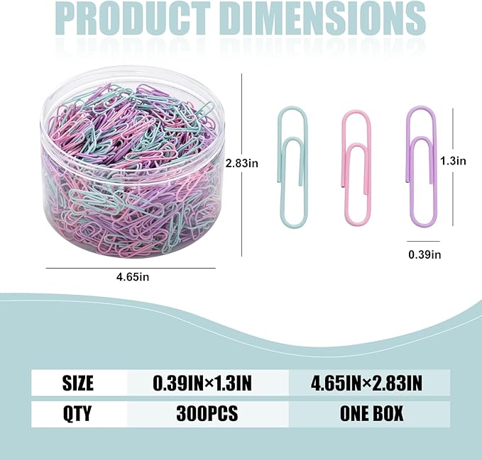 800 PCS Colored Paper Clips (800, Macaron Colors) Durable and Rustproof, Great for Office School Organizing (Macaron Colors, 1.3 inch)