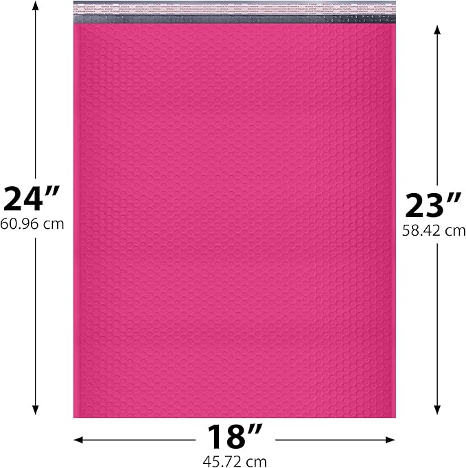 Hot Pink Poly Bubble Mailers 18.x24 Inch #9 | Self Seal Large Padded Envelopes | Air Cushioned Bubble Mailer | Usable Size 18x23 Inch | Waterproof Lightweight Mailing Shipping Bags | 50 Pack