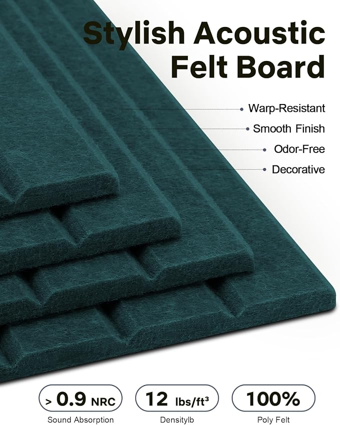 48" x 36" Large Cork Bulletin Board Tiles, Peel and Stick Felt Wall Panels for Vision, Message Center, Picture and Prayer Board for Office, Dorm, Room and Desk Decor(Pine Green)