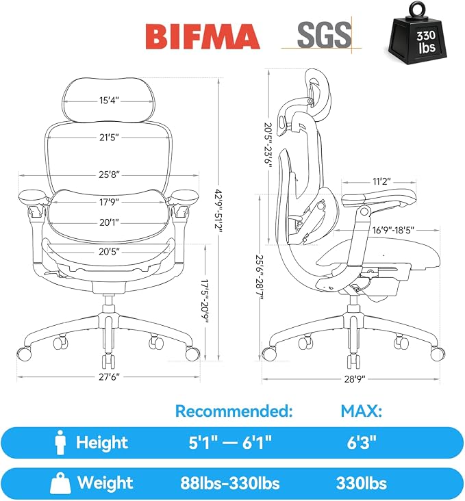 SIHOO Doro C300 Pro V2 Ergonomic Office Chair, 135° Recline, 2 Packs, Black | Full-Body Adaptive Support, 8D Armrests & Breathable Mesh, Comfy High Back Computer Desk Chair for Long Hours
