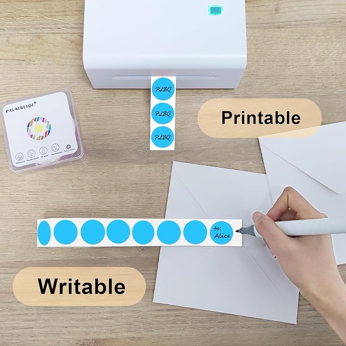 1 Inch Round Thermal Sticker Labels,Color Dot Stickers,Label Stickers,Waterproof,Oil Proof,for Thermal Printers,DIY,Office,Retail,Home and Warehouse Organization(Sky Blue,1000 Pcs)
