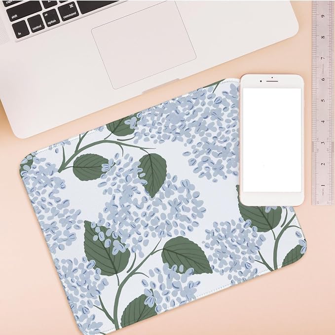Light Blue Mouse Pad, Blue Hydrangea Mousepad Aesthetic 10.2x8.2 | Flroal Mouse Pad For Desk, Hydrangea Office Desk Accessories, Blue Small Mouse Pad, Hydrangea Gifts For Women