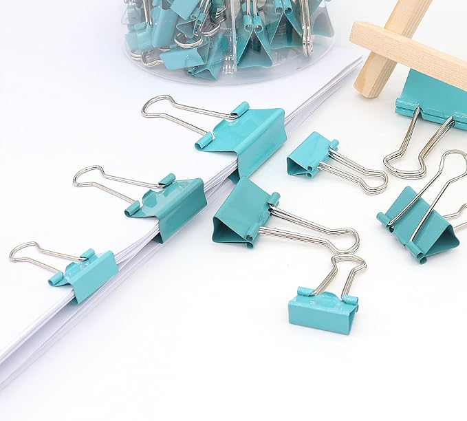 Binder Clips Paper Clamps, Assorted Sizes Set (Small, Medium, Large) for Office School and Home Supplies (Green)