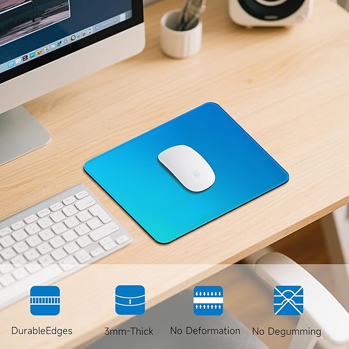 Premium Mouse Pad with Stitched Edges – 10.2 x 8.3 in | Smooth, Washable Mat with Non-Slip Base | Personalized Cute MousePads for Laptop, Computer, Office, Home (Mint Ocean Dip-Dye)