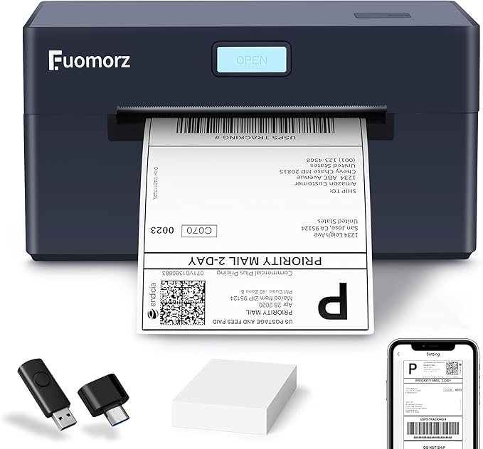 Thermal Shipping Label Printer for Small Businesses，4x6 Wireless Shipping Label Printer，Bluetooth Label Maker Support Android,Mac,iPhone and Windows,Used for Amazon,Ebay,Shopify,Etsy,USPS