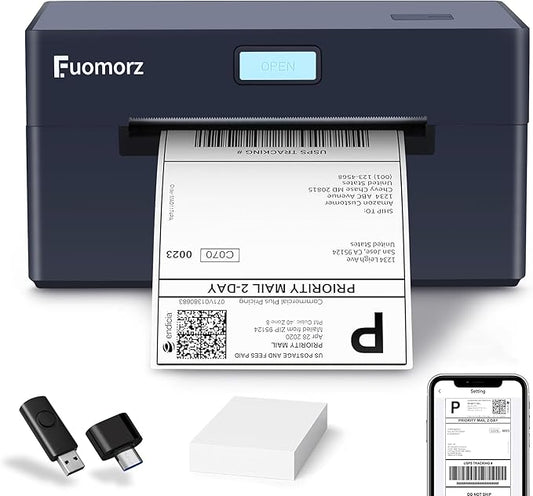 Thermal Shipping Label Printer for Small Businesses，4x6 Wireless Shipping Label Printer，Bluetooth Label Maker Support Android,Mac,iPhone and Windows,Used for Amazon,Ebay,Shopify,Etsy,USPS