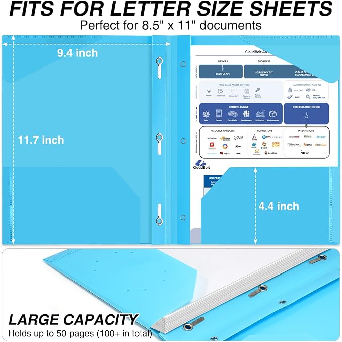 Sooez 6 Pack Folders with Pockets and Prongs, Folders with Writable Label | Heavy Duty 2 Pocket Folder with Brads, Letter Size Colored Folder Back to School Supplies