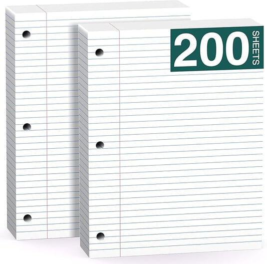 Loose Leaf Paper 8 X 10.5, 200 Sheets Notebook Paper, 3 Hole Punched Paper,College Ruled 8 X 10.5 Note Pads, Writing Pads,10-1/2" X 8 Binder Filler Paper For, Engineering, Office, School Supplies