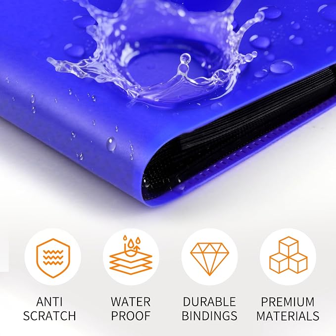 Trading Card Binder 9 Pocket, 360 Card Waterproof Folder with Side Loading Sleeves, Sturdy Card Collection Album for MTG, TCG, Game Cards & Sports Cards (1, Dark Blue)