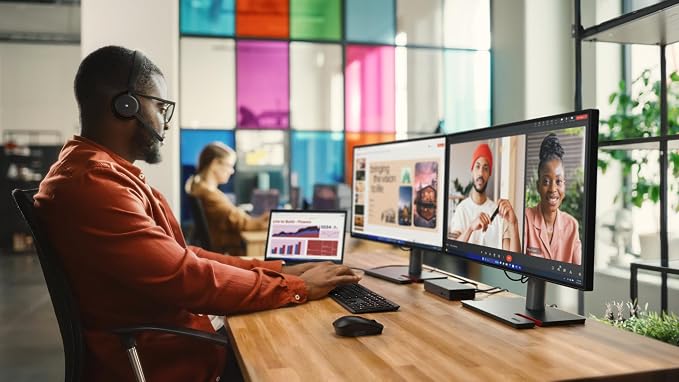 Lenovo Wireless VoIP Headset Teams Certified, Noise-Canceling Mic, Bluetooth 5.3 Multipoint, USB-A Receiver, 31-Hour Talk & 60-Hour Playback, Lightweight Over-Ear Design, Replaceable Earcups