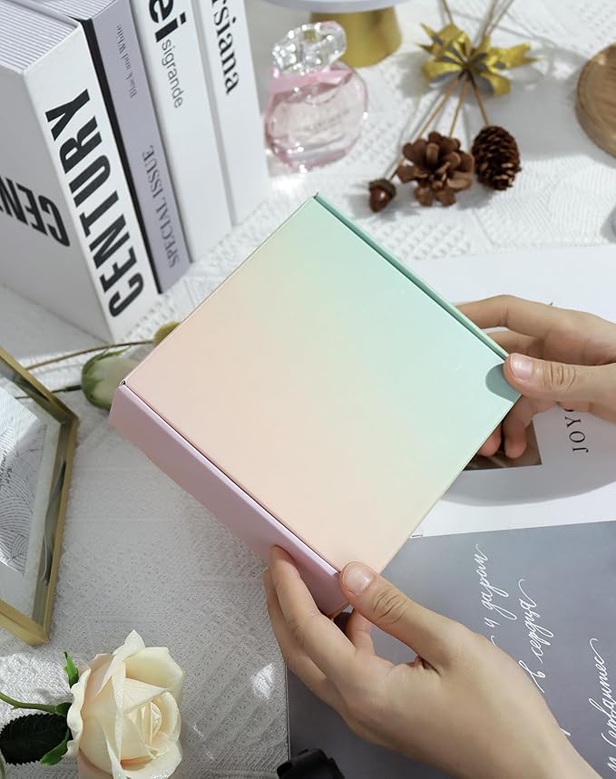 50 Pack 6x6x2 Inch Small Shipping Boxes, Colored Cardboard Boxes for Shipping Mailing Packing