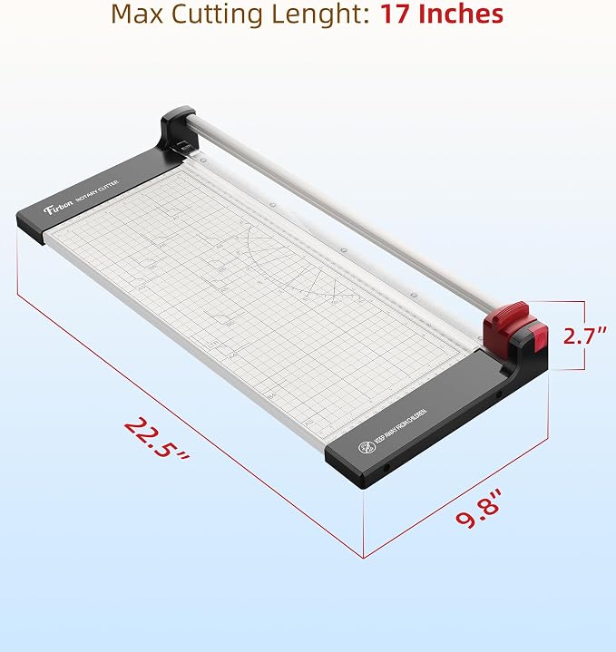 Firbon 15 Inch Rotary Paper Trimmer with Replaceable Blade | Heavy Duty 10-Sheet Capacity | Up to 15" Cutting | Cut Cardstock, Photo & Scrapbooking Crafts | Office, School & Home Use