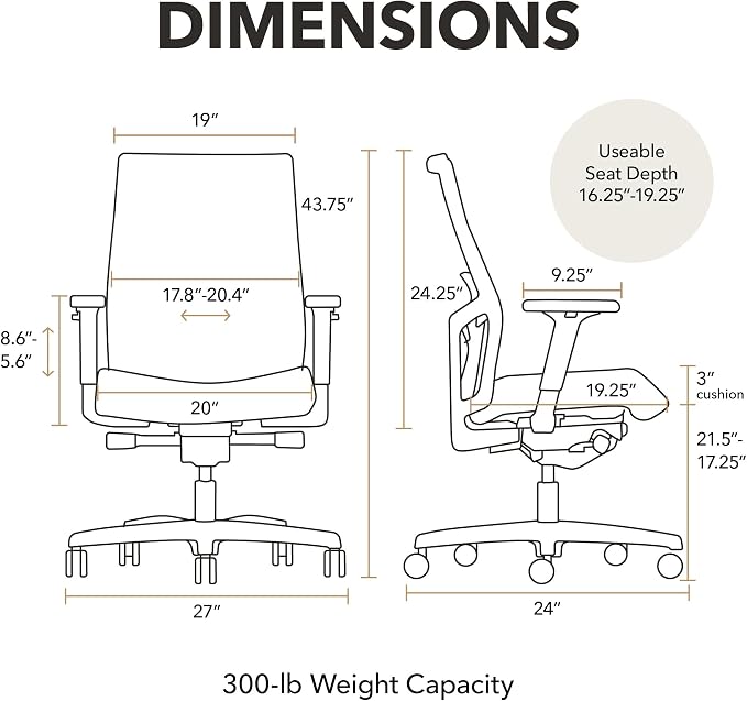 HON Ignition 2.0 Ergonomic Office Chair, Lumbar Support, Bullseye